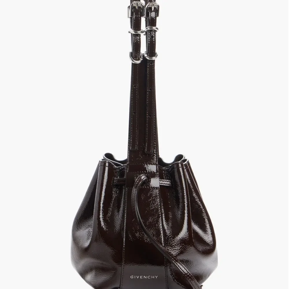 Givenchy Small Pumpkin Drawstring Leather Bucket Bag in Ebony NWT